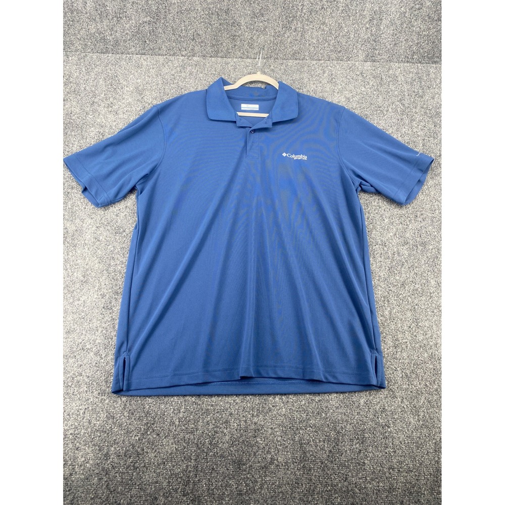 Columbia Polo Shirt Mens Large Tall LT Blue Short Sleeve Pique Golf PFG 2599